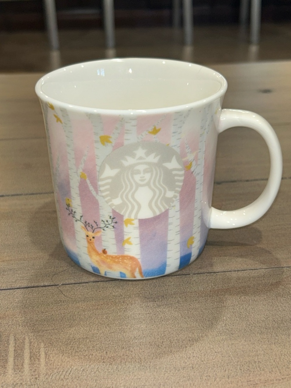 Starbucks Iridescent Woodlands Winter Holiday Mug Deer Pink